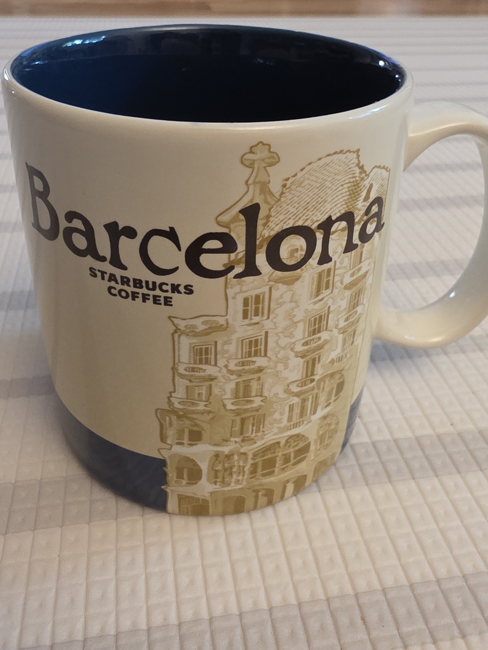 Starbucks Barcelona Ceramic Mug - Cream & Dark Blue Interior